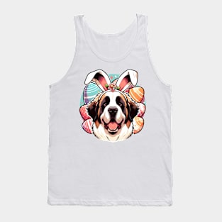 Saint Bernard Celebrates Easter with Bunny Ears Tank Top